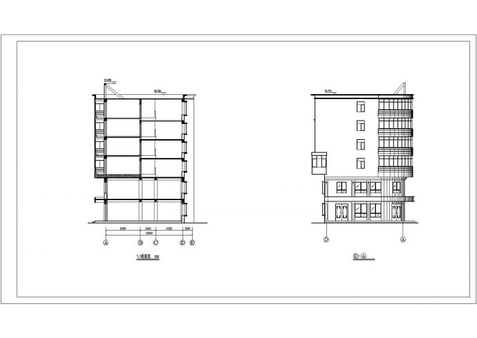 4300平米6层底框混合结构商住楼全套建筑设计CAD图纸（1-2层商铺）_图1