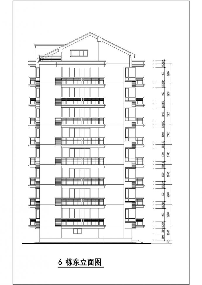 750平米9层框架结构住宅楼平立剖面设计CAD图纸（含阁楼和架空层）_图1