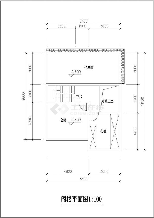 2层框混结构双拼别墅平立剖面设计CAD图纸（每户193平米）-图一