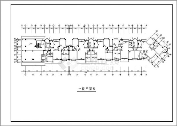重庆市某小区5450平米7层框混结构住宅楼平立剖面设计CAD图纸-图一