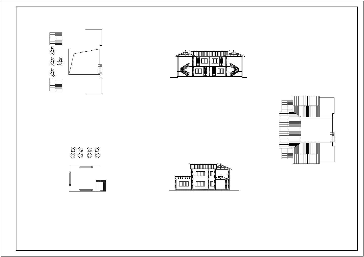 某地区民居特色多层仿古小茶楼建筑设计图纸