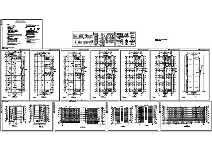 7层6302平米办公学生公寓综合楼规划设计施工cad图纸，共十六张_图1
