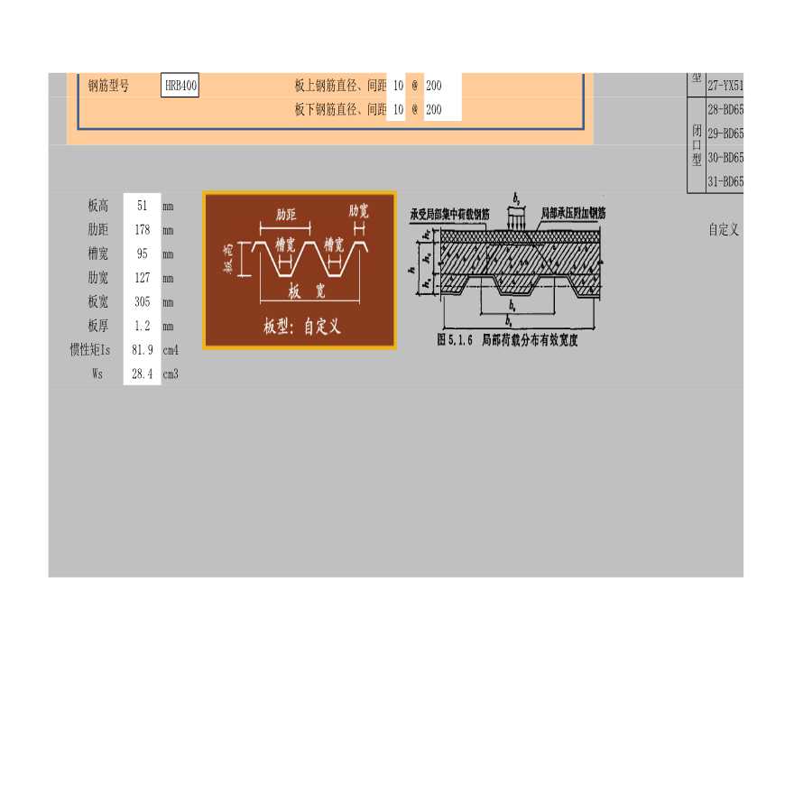 压型钢板组合楼板设计计算表格xls-图二