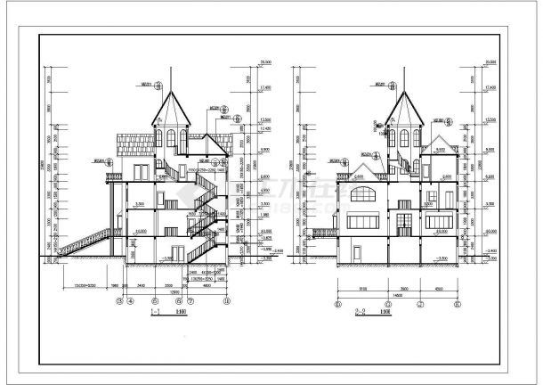 复古式私人别墅建筑CAD套图-图二