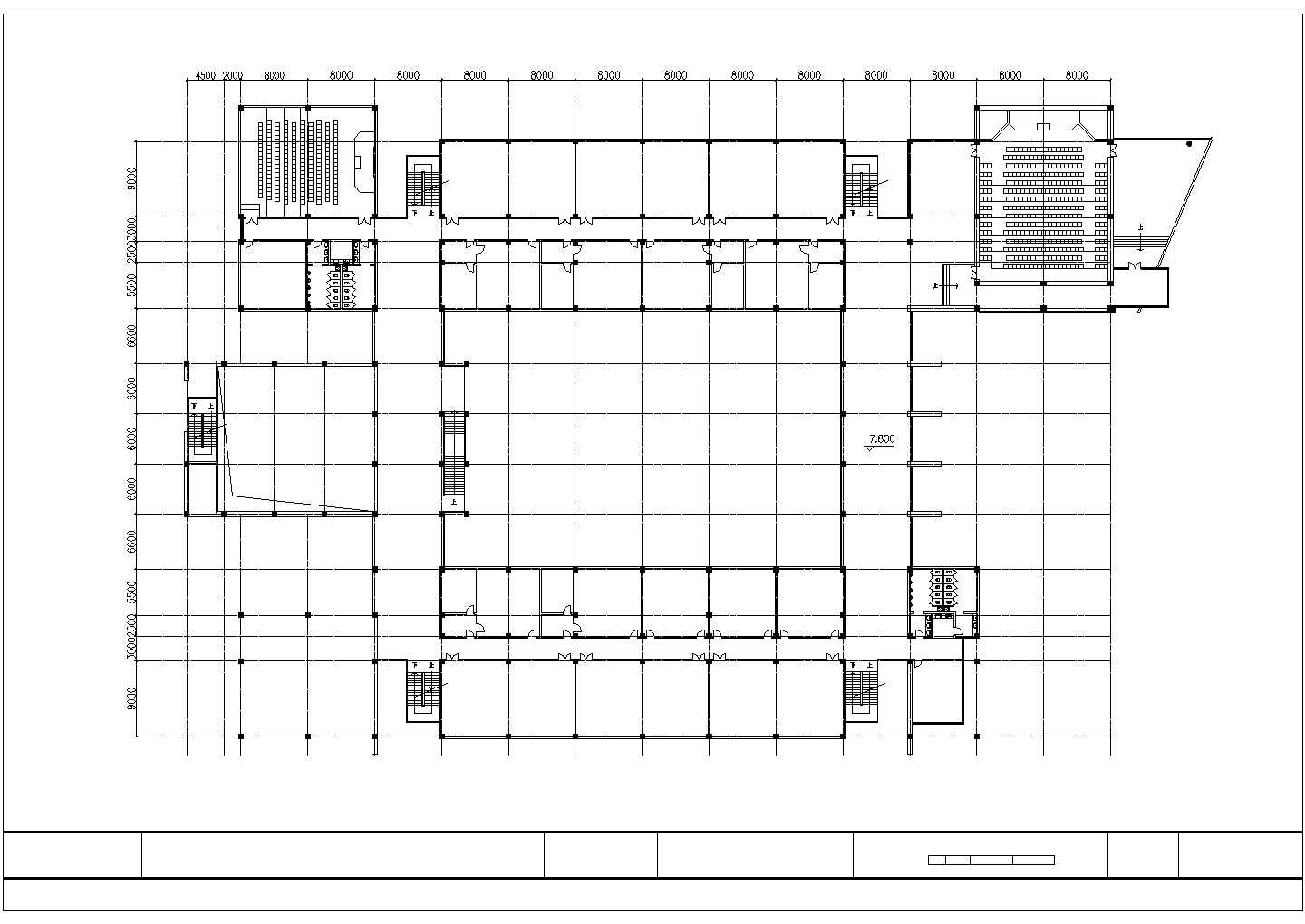 安徽某高校1.2万平米五层框架结构教学楼平立剖面设计CAD图纸