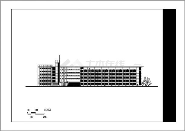 1.1万平米6层框架结构教学楼平立剖面设计CAD图纸（含效果图）-图二