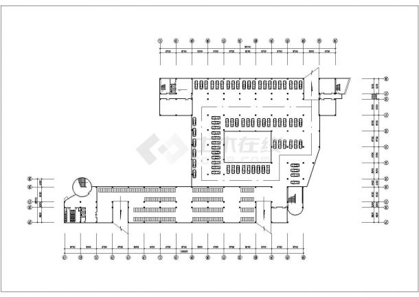 合肥市某大学95x78米左右5层框架结构教学楼平立剖面设计CAD图纸-图一