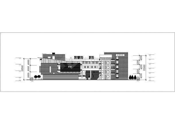 合肥市某大学95x78米左右5层框架结构教学楼平立剖面设计CAD图纸-图二