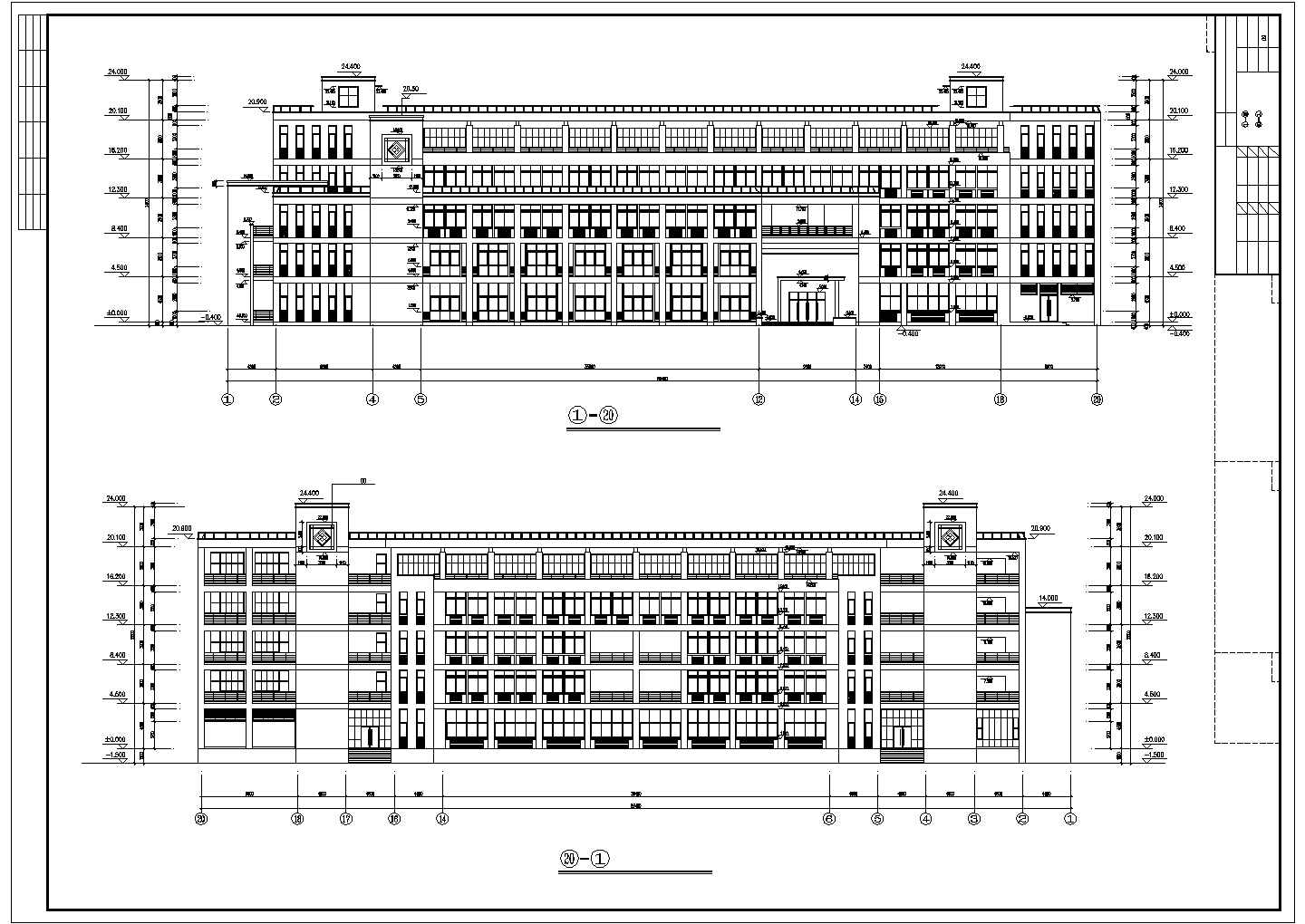 北京某高校1.3万平米五层框架结构教学实验楼建筑CAD设计图纸