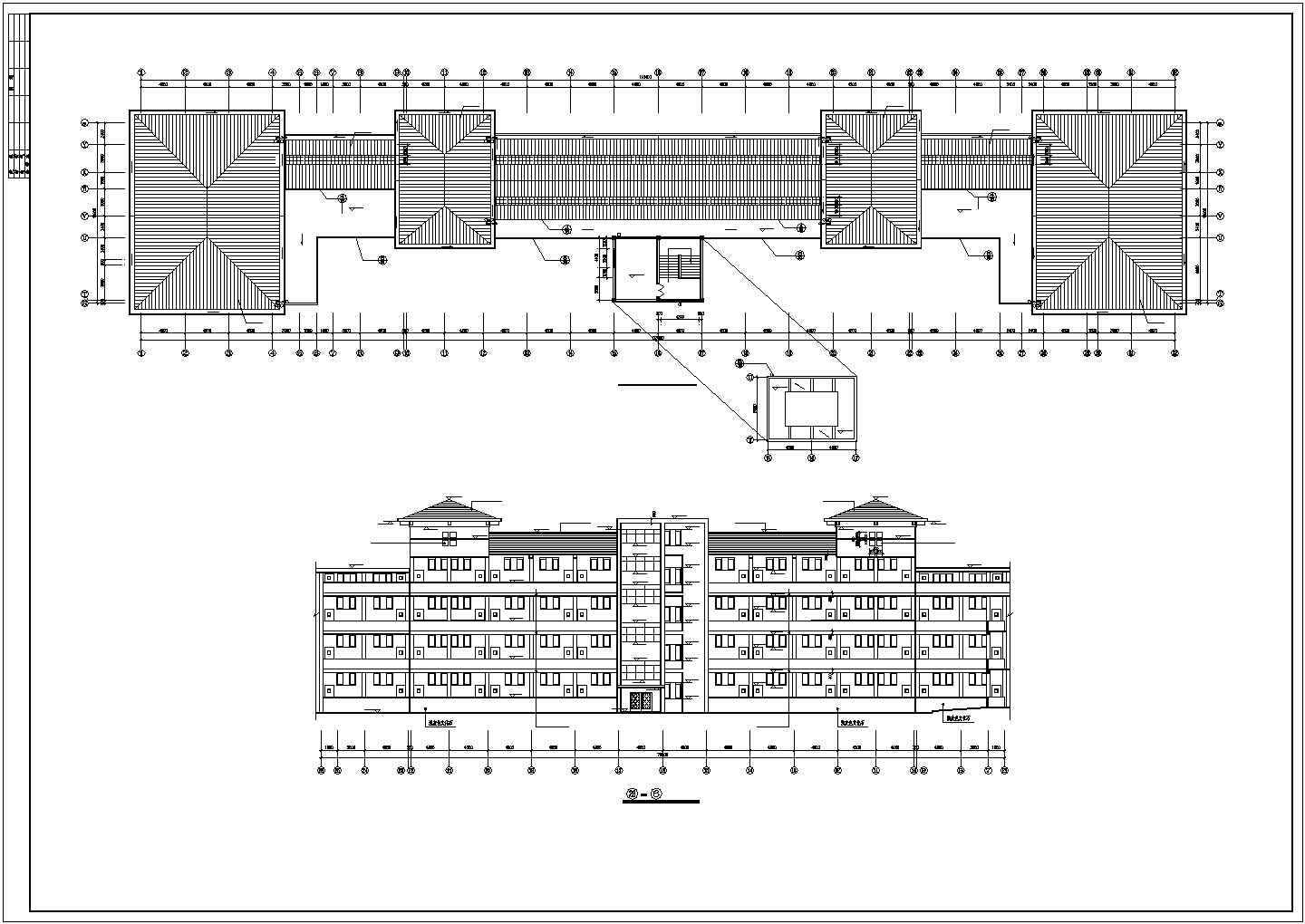 西安某艺术学院1.6万平米五层框架结构教学楼建筑CAD设计图纸