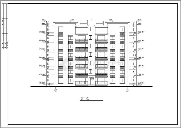 某七层复式商业高档大户型住宅楼建筑设计完整CAD图纸-图一