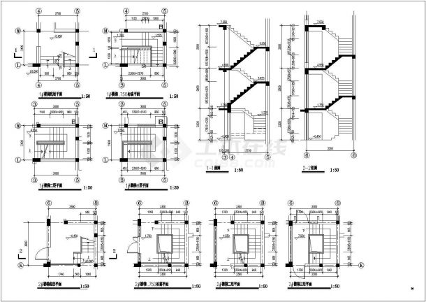 登封市老城区某多层排房样板建筑施工CAD图纸-图一