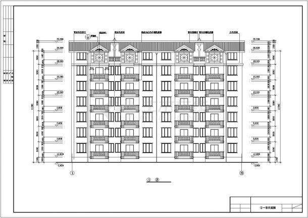 某六层跃七层小康对称户型住宅楼建筑设计完整CAD图纸-图一