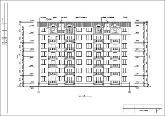 某六层跃七层小康对称户型住宅楼建筑设计完整CAD图纸_图1
