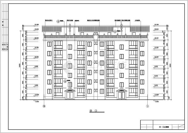 某六层跃七层小康对称户型住宅楼建筑设计完整CAD图纸-图二