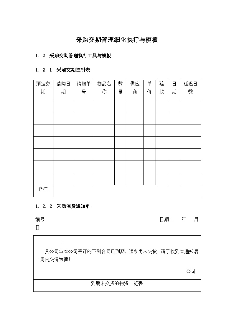 采购交期管理细化执行与模板 建筑工程公司采购管理资料.docx-图一