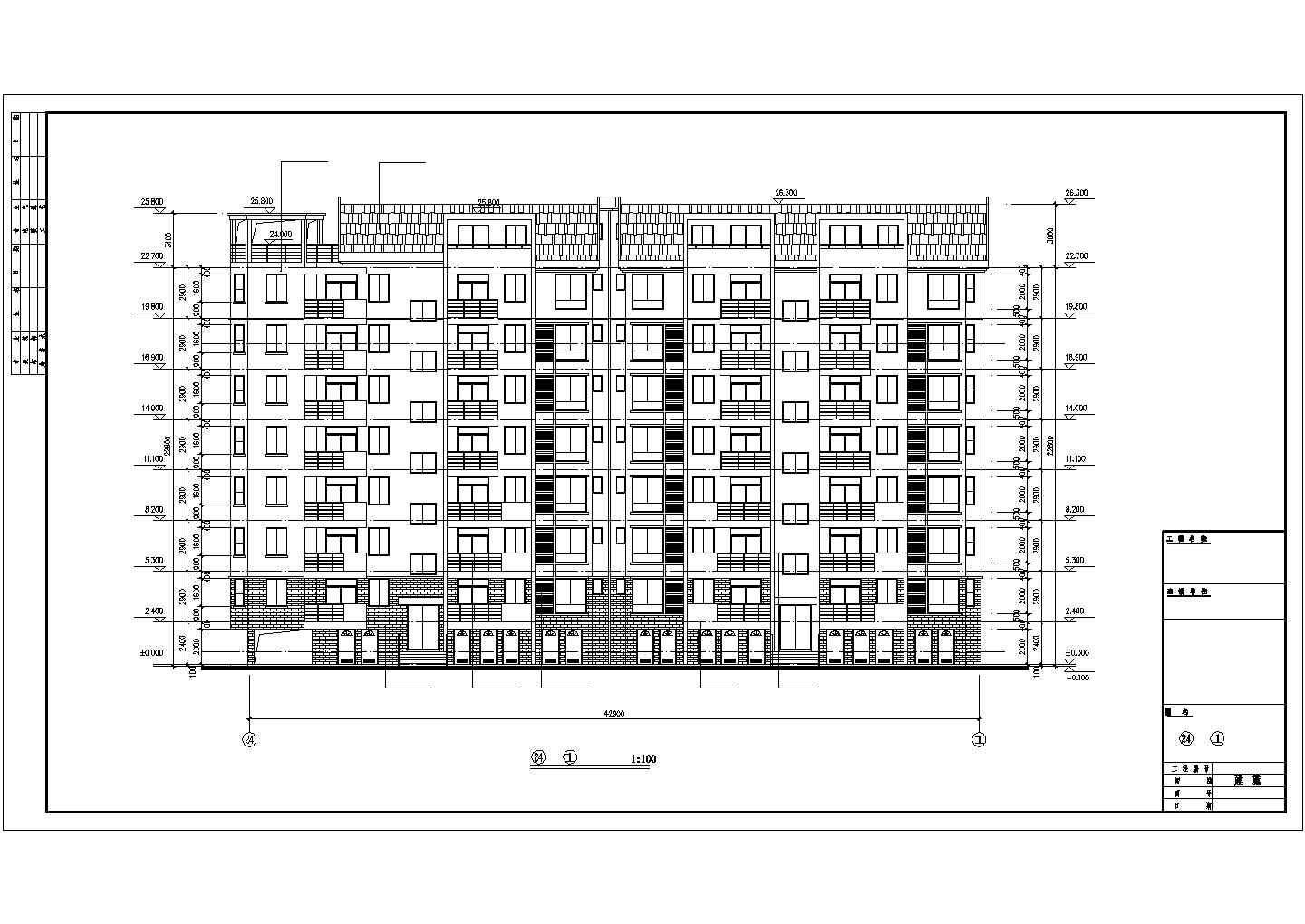 某城市小区七层阁楼住宅建筑全套设计完整CAD图纸