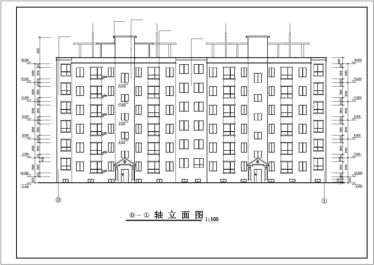 某城市小区高层对称户型住宅建筑全套设计完整CAD图纸