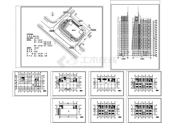办公楼设计_经典多层办公楼建筑设计cad全套施工图（含总平面图及技术经济指标）-图一