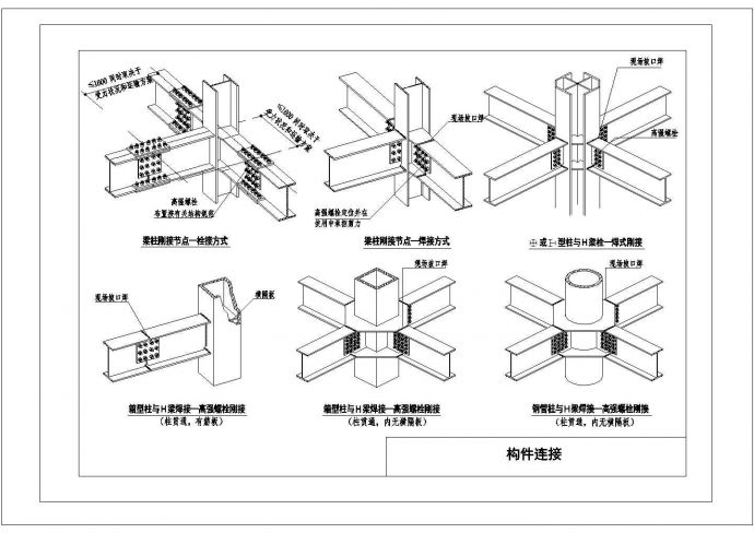 钢结构梁柱连接节点cad图纸设计_图1