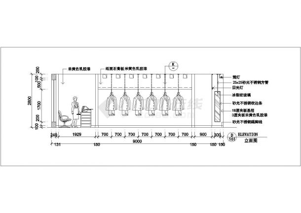 东风商场某连锁服装店装修设计CAD图纸-图二