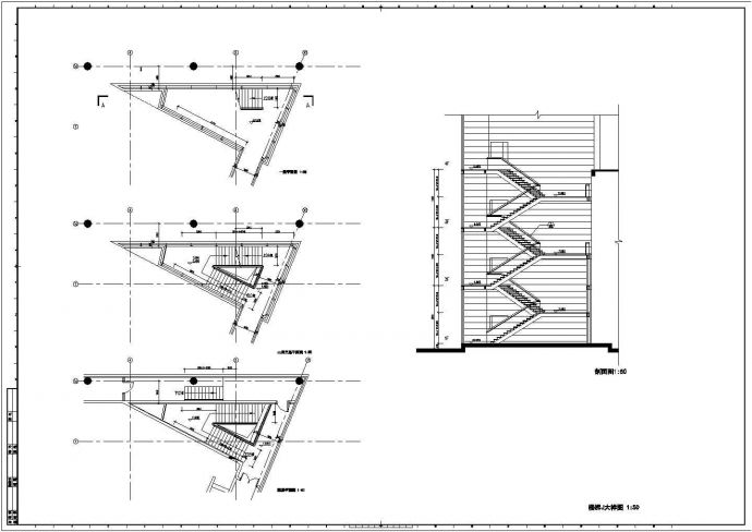 某豪华别墅三角楼梯CAD设计大样图_图1