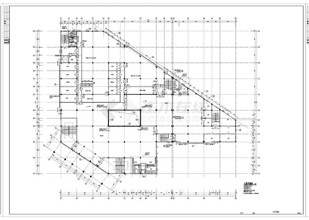 [永嘉县]某高级中学三层食堂建筑施工cad图纸-图一