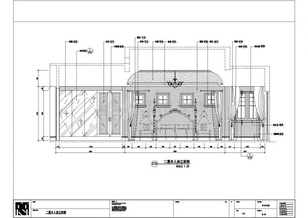 欧式别墅主人房CAD设计立面图-图二