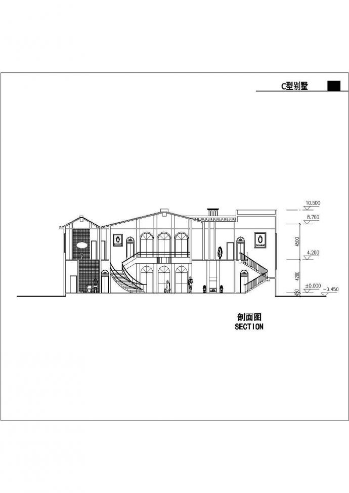 某国际度假区现代高级别墅建筑设计完整CAD图纸_图1