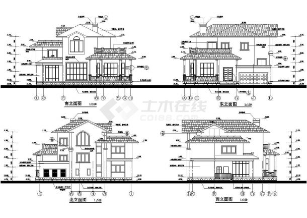 某国际度假风景区经典高级别墅建筑全套设计CAD图纸-图二