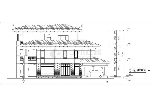 某国际度假风景区经典户型别墅建筑完整设计CAD图纸-图一
