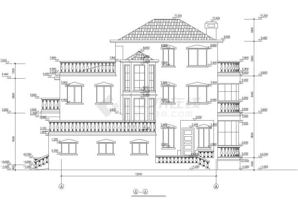 某国际度假风景公馆式别墅建筑设计施工CAD图纸-图二