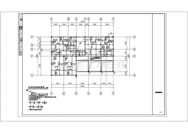 某地三层砖混结构办公及住宅综合楼结构设计cad施工图-图一