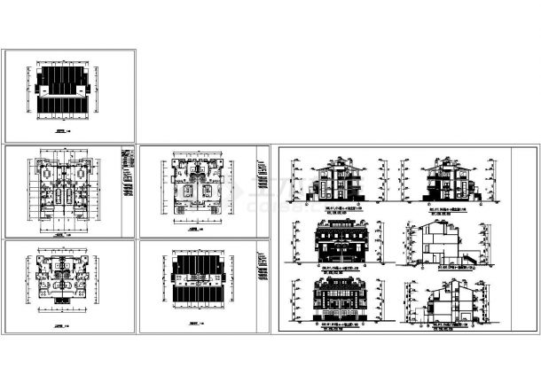 某三层度假双拼别墅建筑方案图（500平方米）-图二