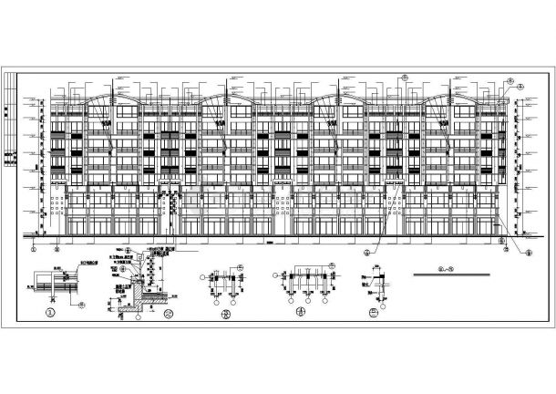 1.1万平米6层底框+砖混结构商住楼建筑CAD设计图纸（1-2层商用）-图一