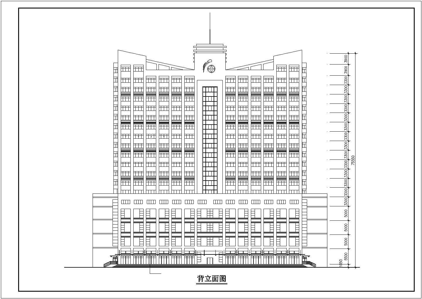 湖州市某商业街20层框架结构商务酒店建筑CAD设计图纸（1-4层商铺）