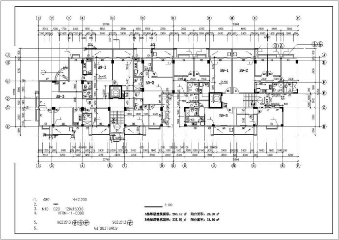 占地600平米9层框混结构住宅楼建筑CAD设计图纸（底层为架空层）_图1