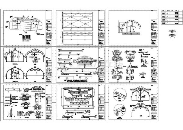 厂房设计_某6米跨索膜厂房钢结构设计方案CAD图-图一