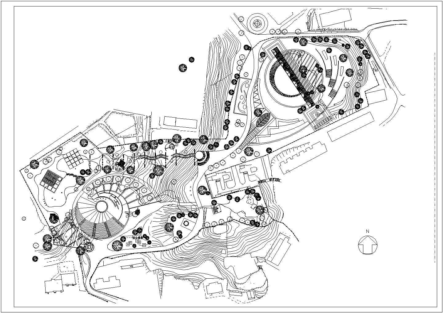【苏州】某公园少年活动景区场所规划方案总平面布置图（CAD）