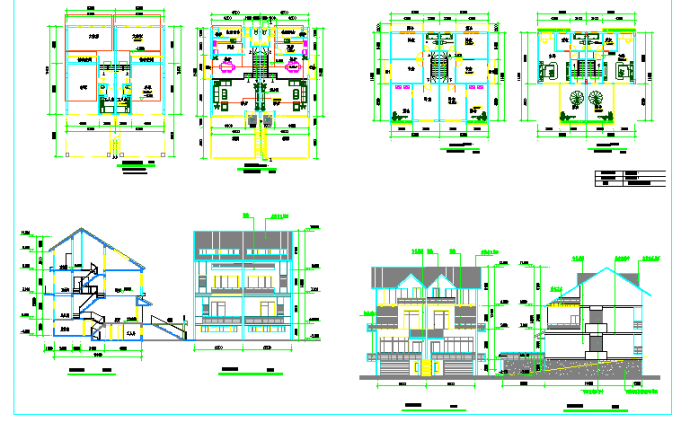 3层179.64平米双拼别墅设计cad图（带地下室）_图1