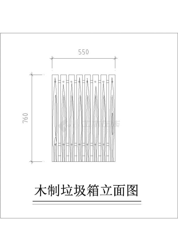 木制垃圾箱大样（平面图立面图）-图二