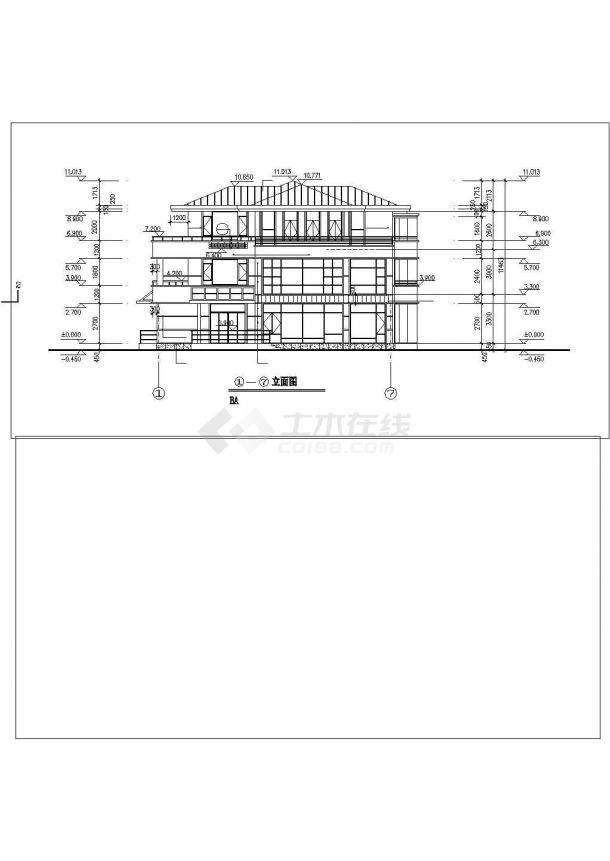某国际度假风景区海景花园别墅样板建筑设计施工CAD图纸-图一