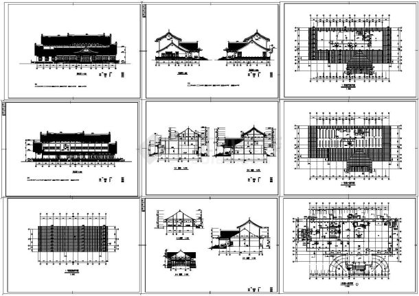 北京某大学三层仿古图书馆建筑设计CAD施工图-图二