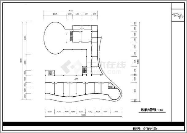 杭州市金门路某社区四层钢混框架结构幼儿园平立面设计CAD图纸-图一