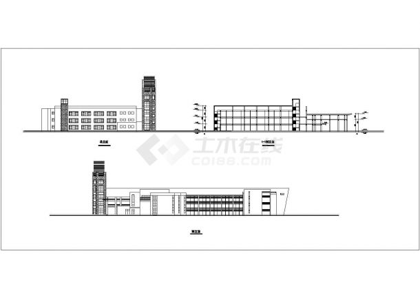 锦州市某4860平米3层钢混框架结构幼儿园平立面设计CAD图纸-图二