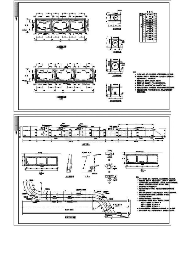 某桥梁工程三孔箱涵设计cad全套结构施工图（标注详细）-图一