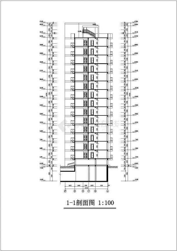 6840平米14层框剪结构住宅楼建筑设计CAD图纸（含架空层）-图一