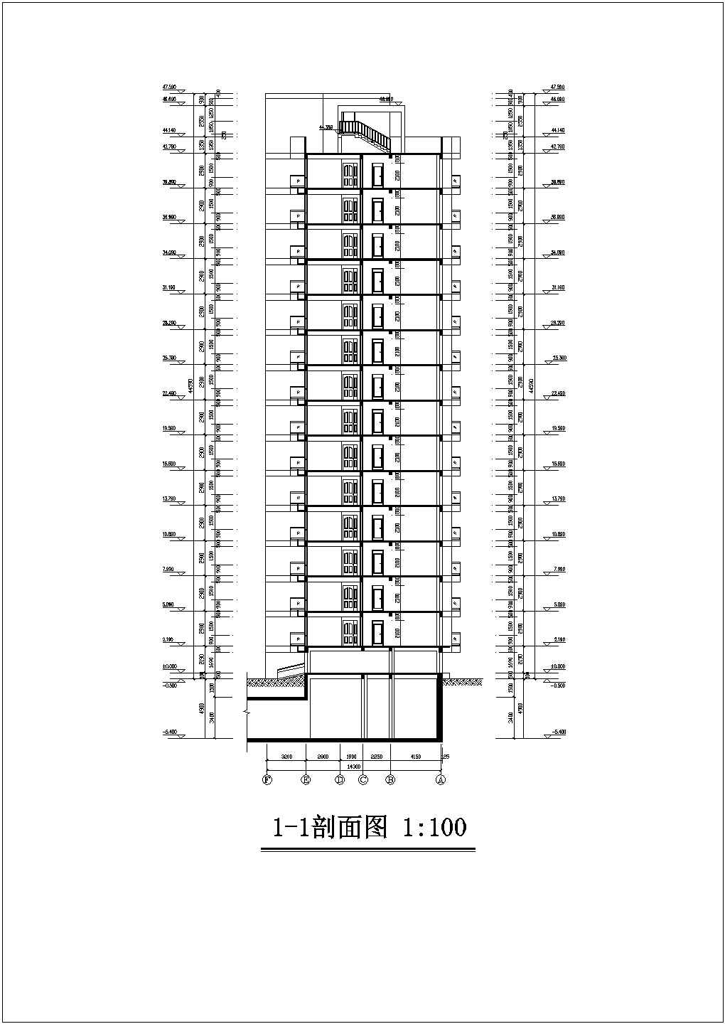 6840平米14层框剪结构住宅楼建筑设计CAD图纸（含架空层）