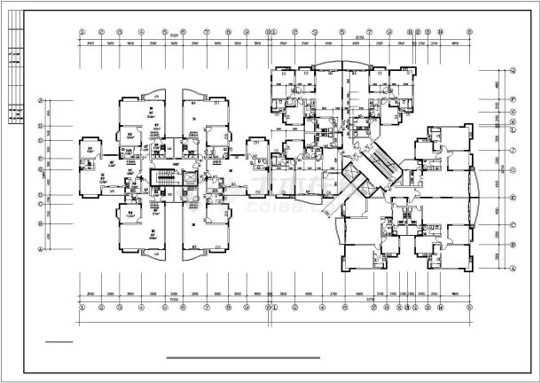 1万平米13层框架结构商住楼平立剖面设计CAD图纸（1-2层商场）-图一