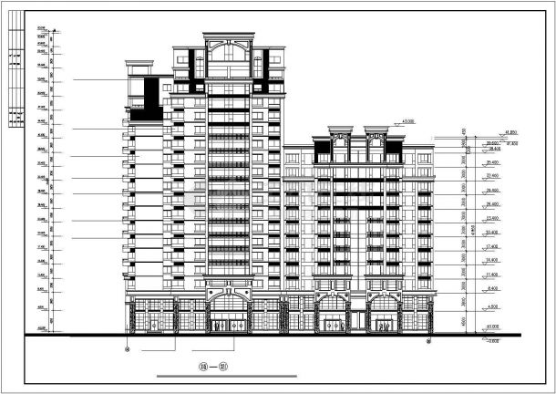 1万平米13层框架结构商住楼平立剖面设计CAD图纸（1-2层商场）-图二